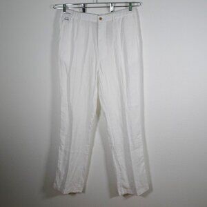 Roundtree Yorke Caribbean Linen Pants Big Men's Size 40x36 White Resort Beach